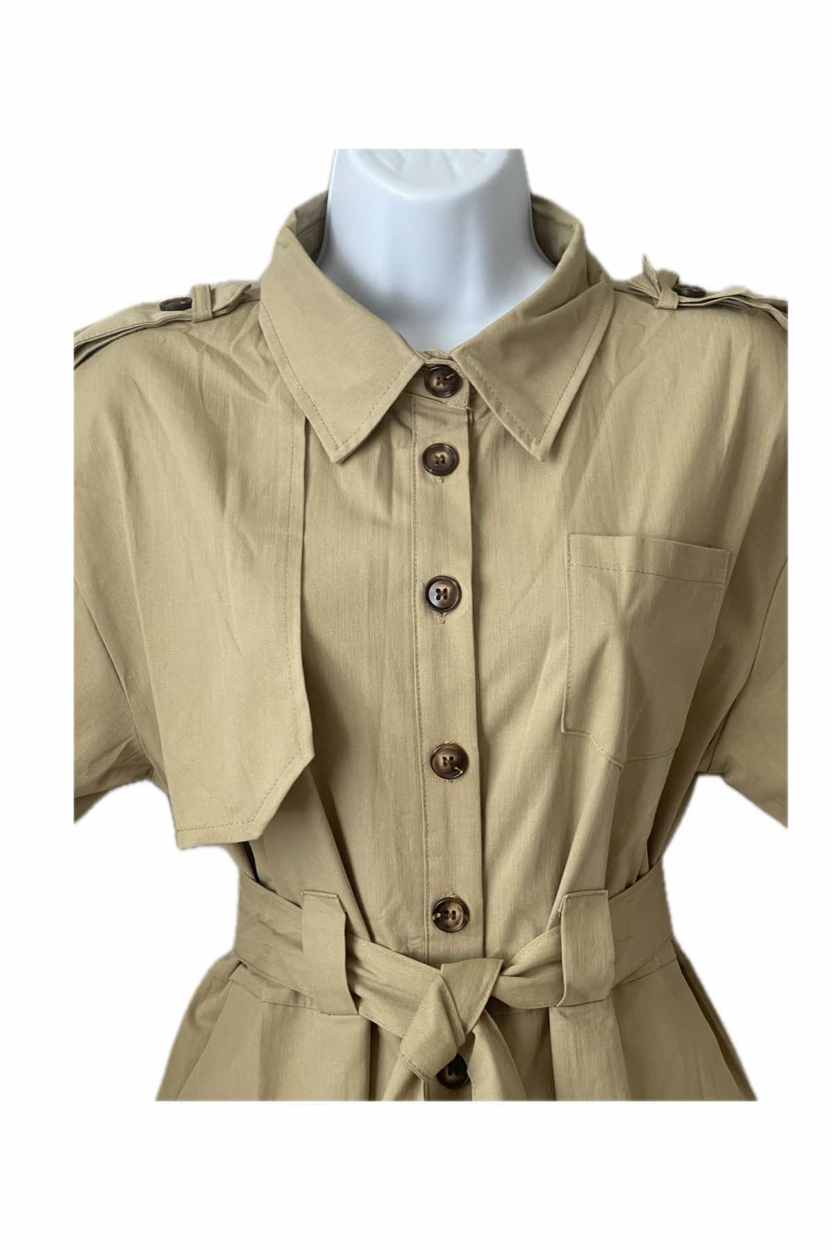 Chic Khaki Short Sleeve Jumpsuit One Size Only