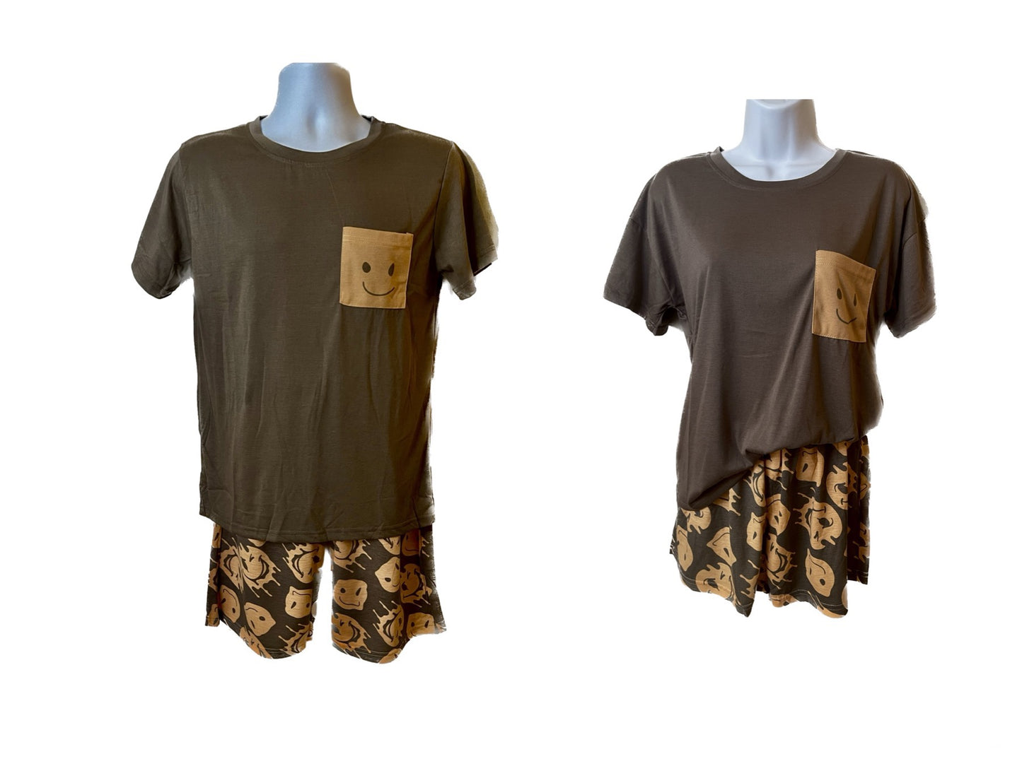 Matching Loungewear Brown Smiley - Women Design